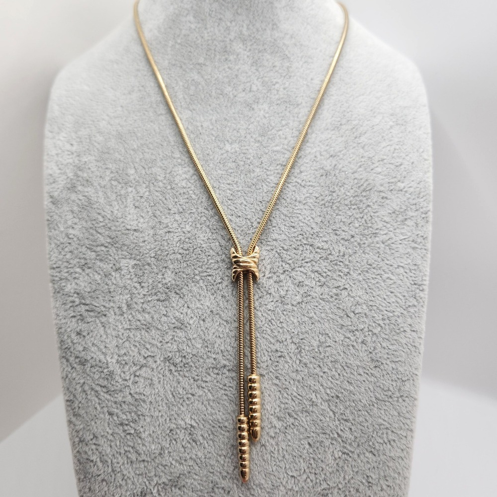 Vintage Lariat Snake Chain Necklace Artistry 16in Minimalist Office Siren